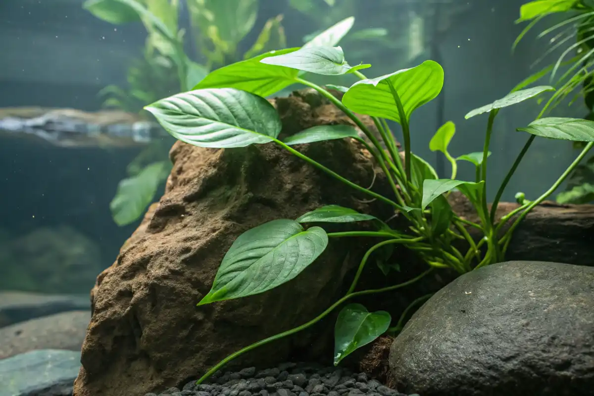 گیاه آنوبیاس در زیر آب