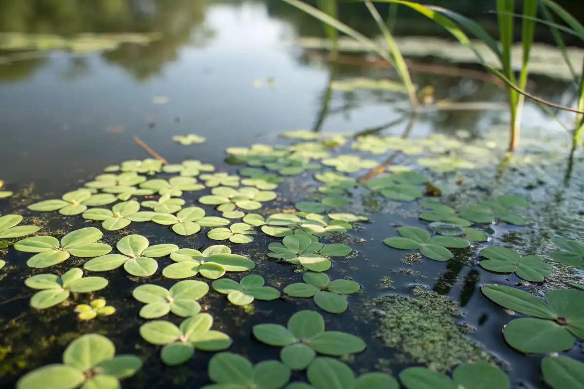 عدسک آبی شناور روی سطح آب
