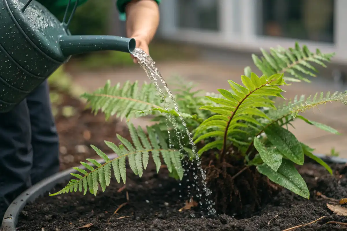 آبیاری گیاه سرخس