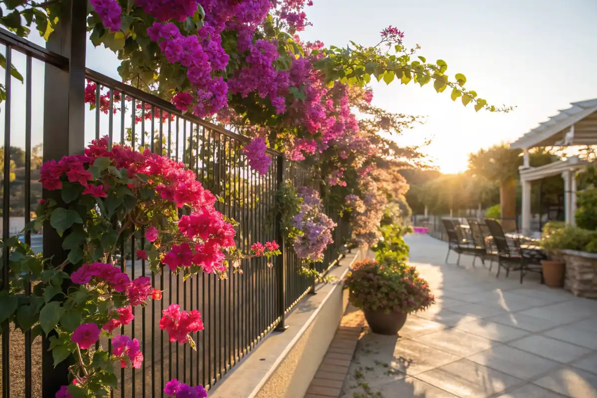 گل کاغذی رنگارنگ در حیاط