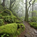 گیاه خزه در جنگل مرطوب