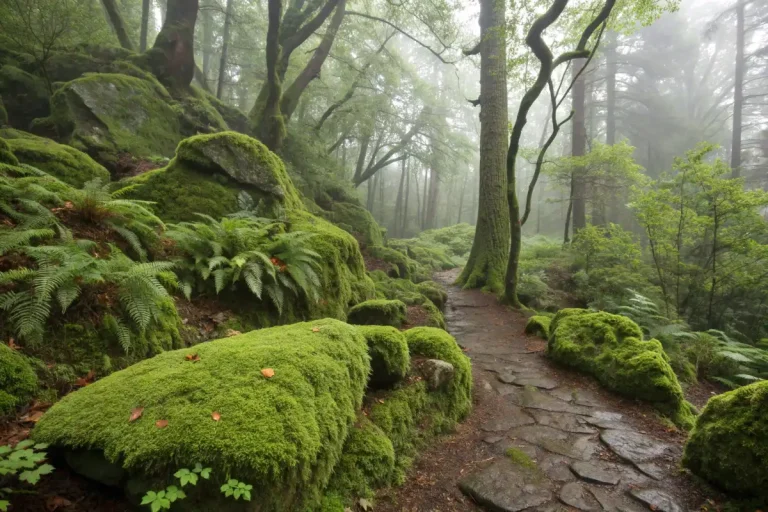 گیاه خزه در جنگل مرطوب
