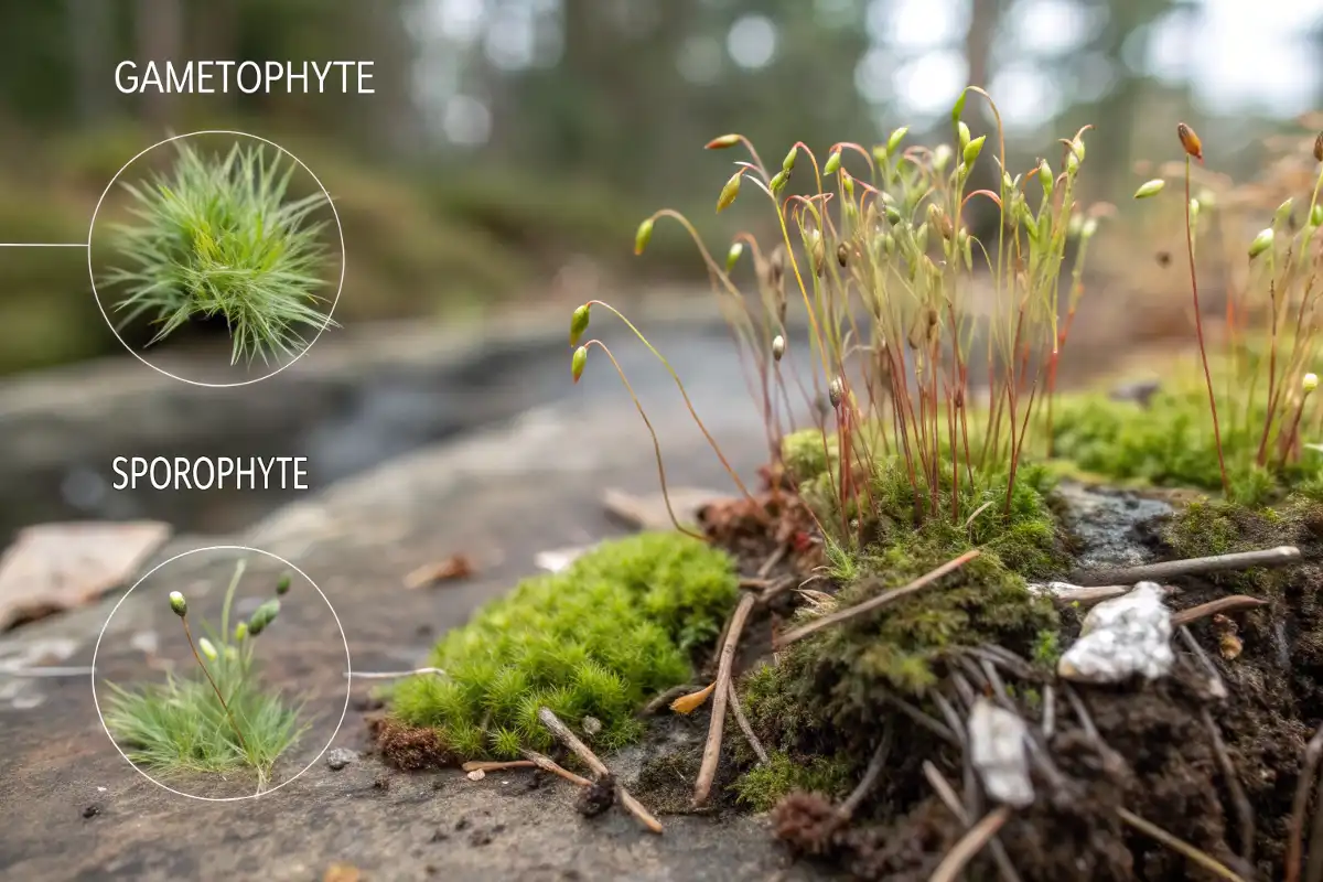 چرخه زندگی خزه به صورت گرافیکی