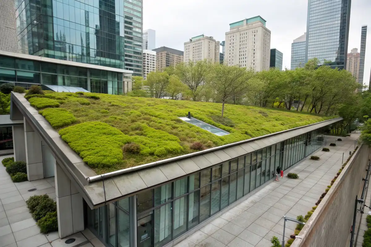 خزه در بام سبز شهری