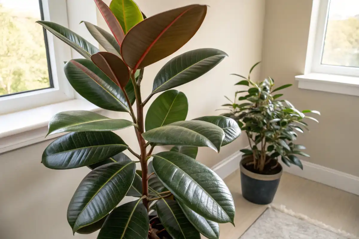 فیکوس الاستیکا با برگ‌های براق